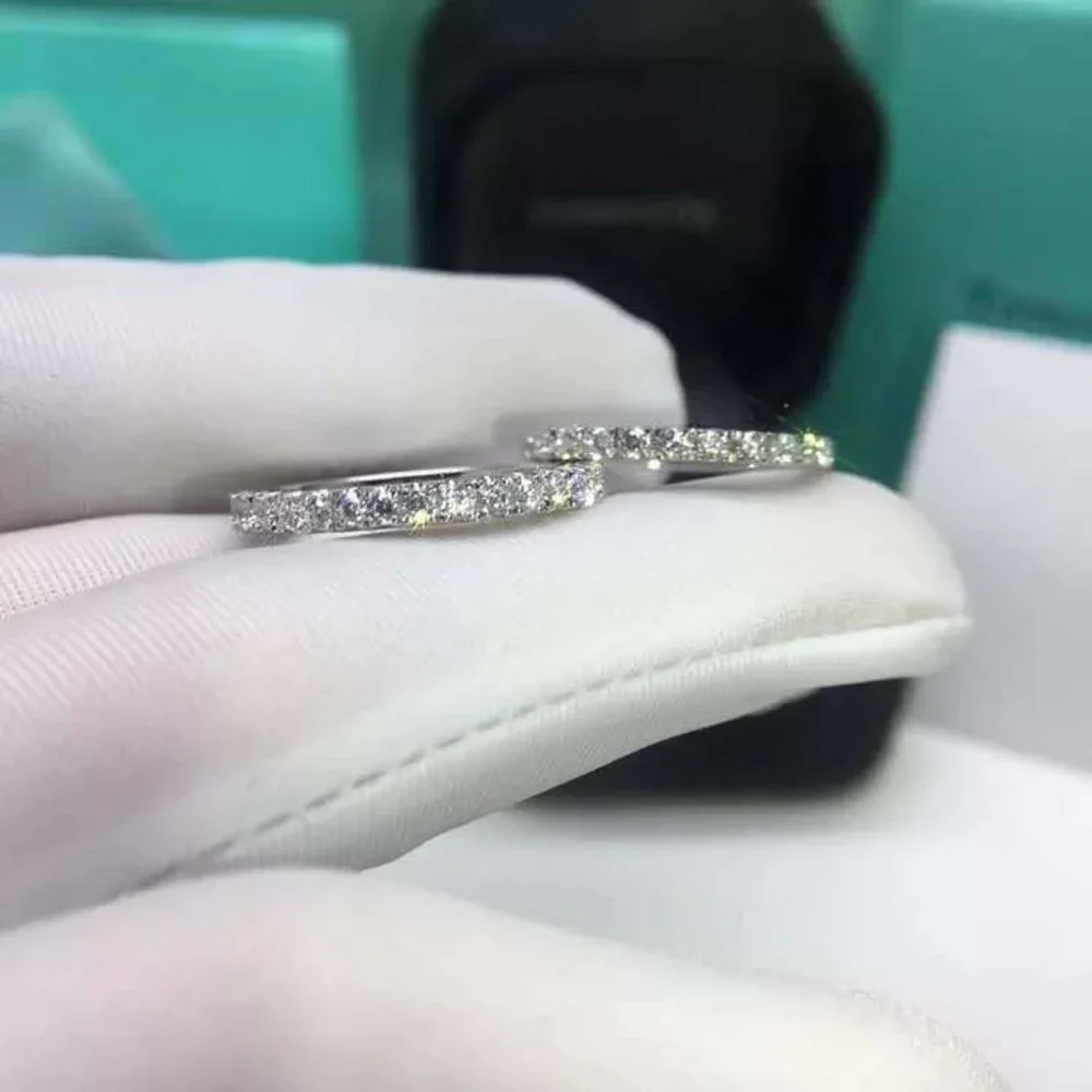 *18K White Gold Diamond Eternity Stackable Ring